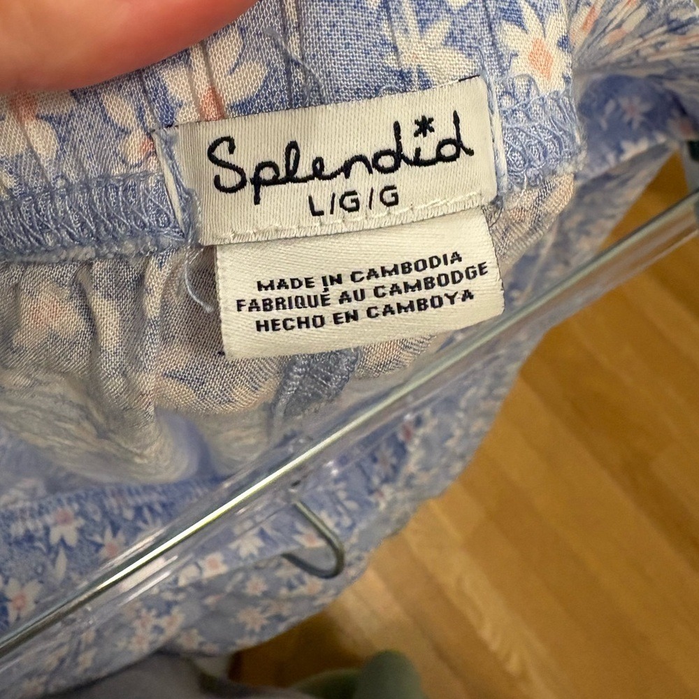 Splendid Capri Pajama Set Light Blue Pink Floral Size Large - Picture 5 of 5